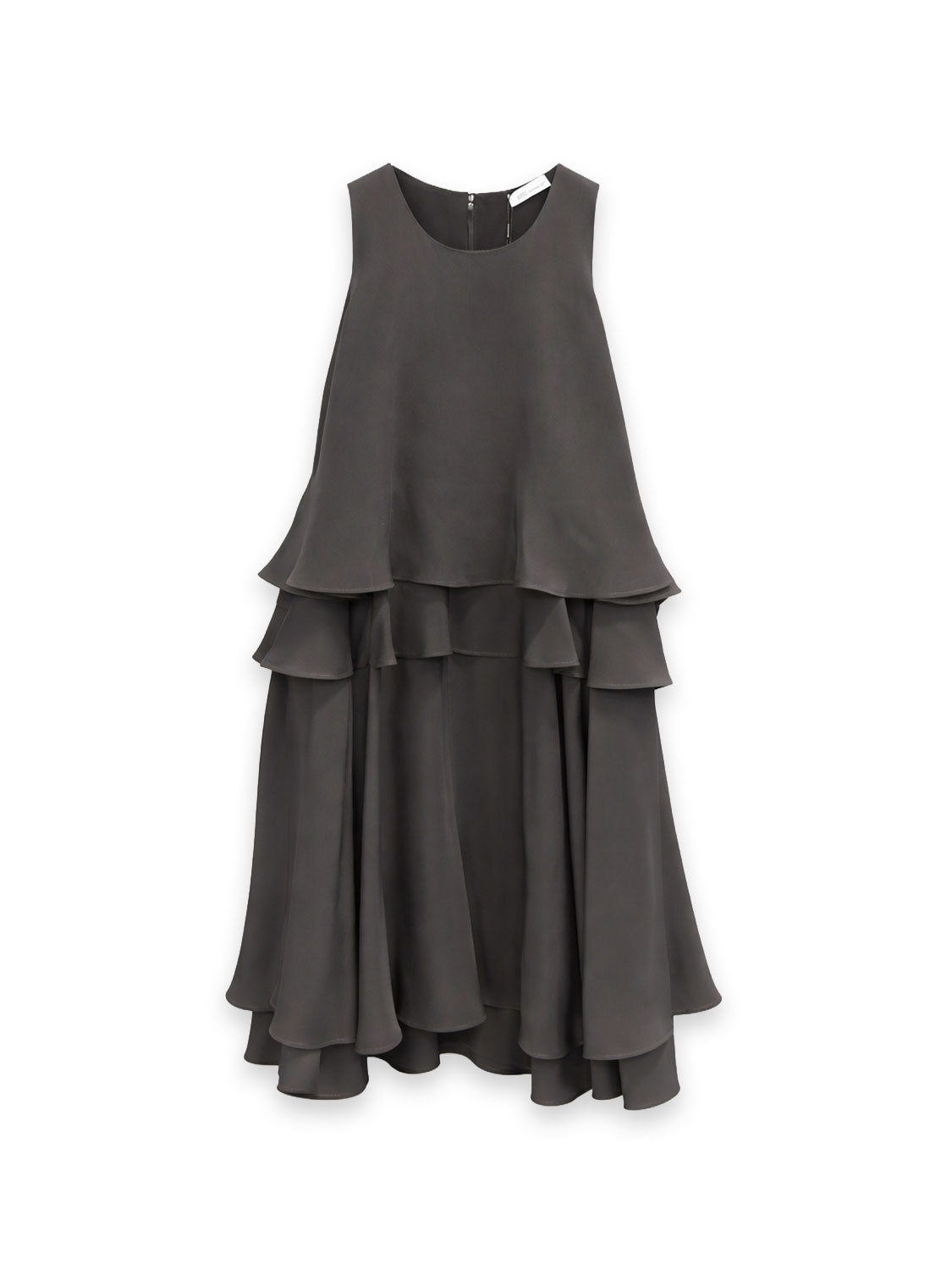 Ärmelloses Chiffonkleid mit Volants