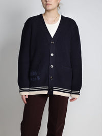 Gerippter Cardigan mit Logo-Details
