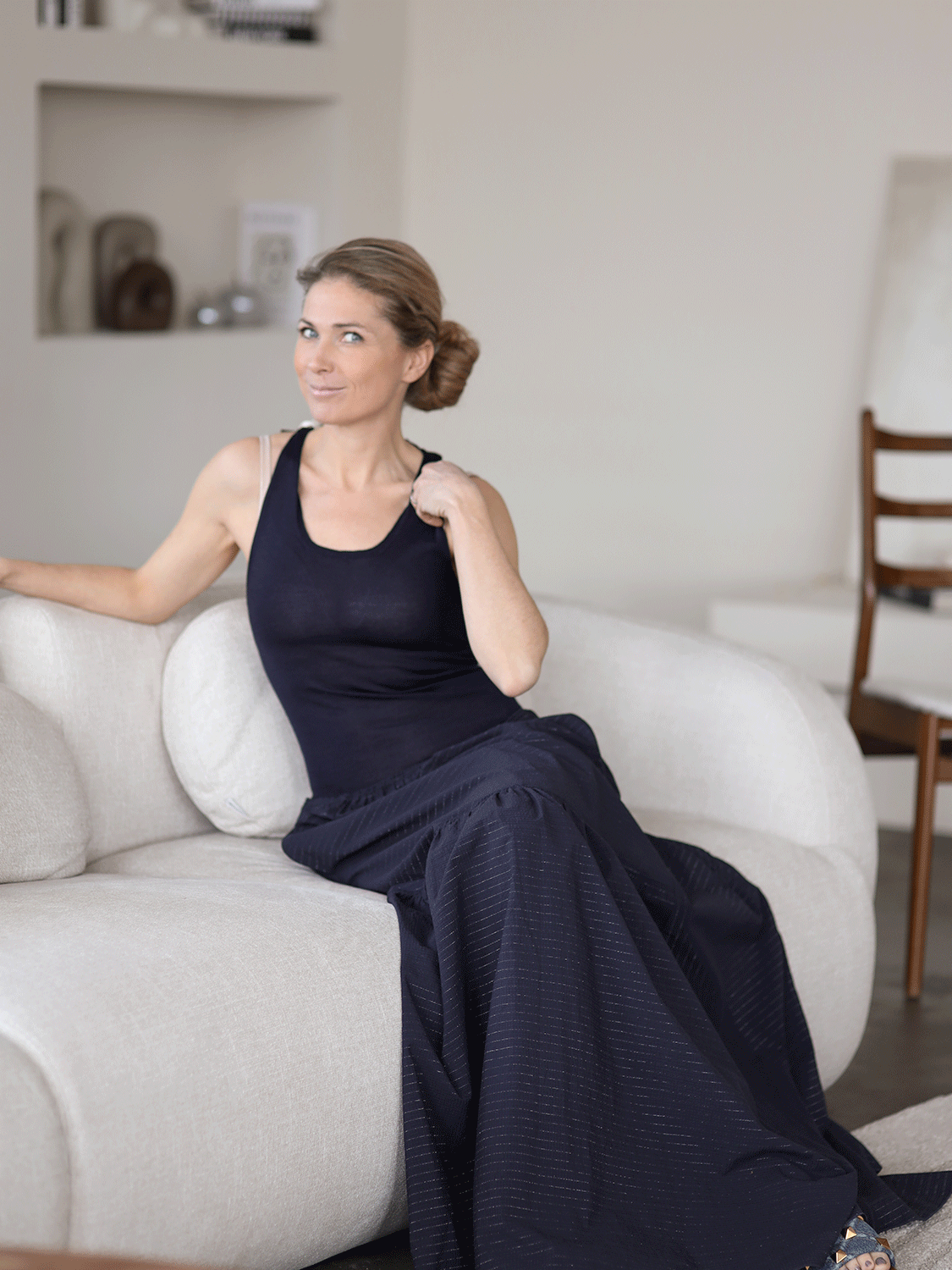 Oria - Maxikleid mit gestreiftem Rock