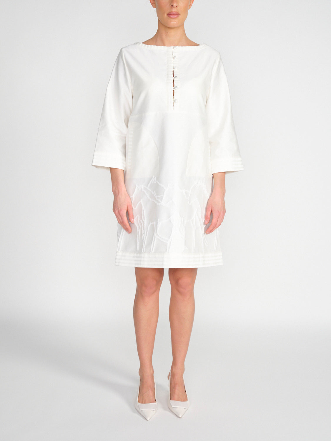 Joseline – Minikleid aus Baumwolle mit eingesticktem Detail