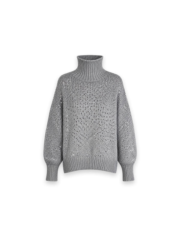Rollkragenpullover mit Glitzer-Details