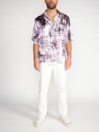 Kurzarm Seiden-Hemd mit Brushed-Effekten