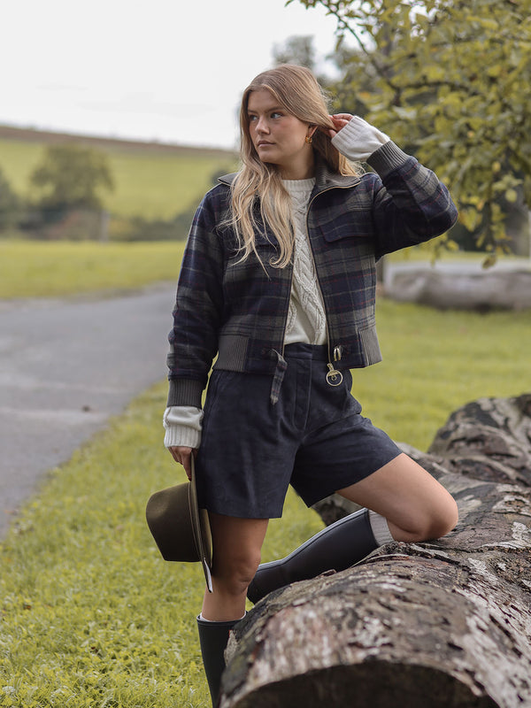 Ivybridge Jacke mit Karomuster und Cord-Details
