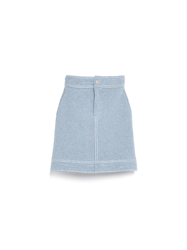 Denim cashmere-cotton mix skirt