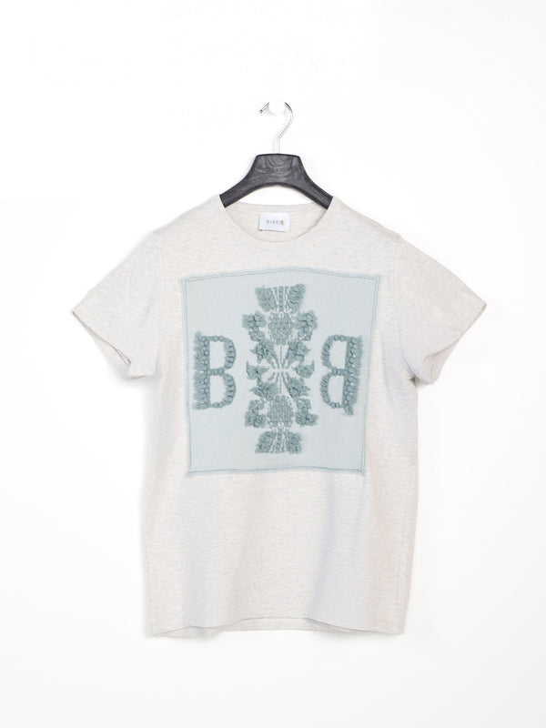 Baumwoll-T-Shirt mit Kaschmir-Applikation