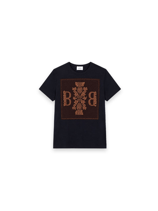 Baumwoll-T-Shirt mit Kaschmir-Applikation