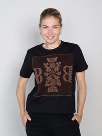 Baumwoll-T-Shirt mit Kaschmir-Applikation