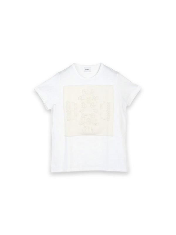 Baumwoll-T-Shirt mit Kaschmir-Applikation