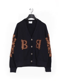 Baumwoll-Cardigan mit Kaschmir-Applikation