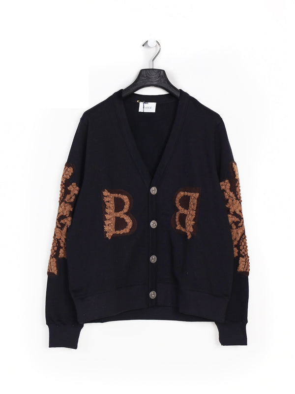 Baumwoll-Cardigan mit Kaschmir-Applikation