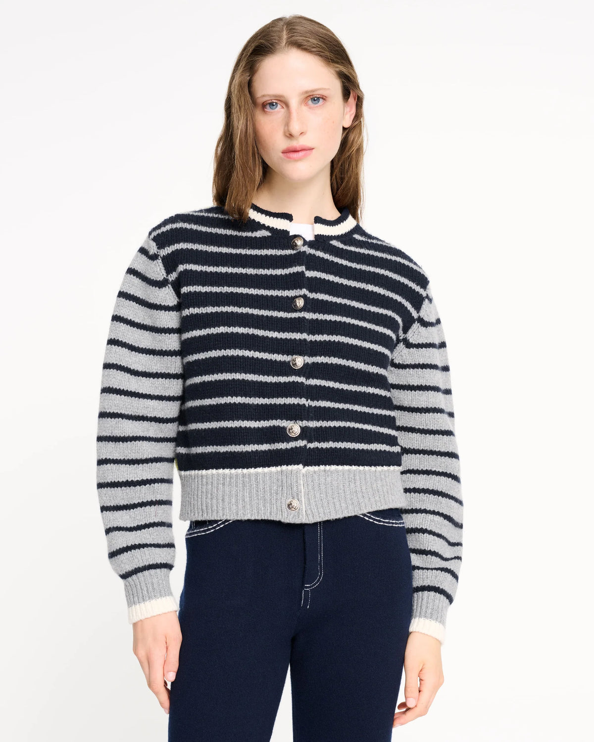 Strickjacke mit Klassisches Streifendesign