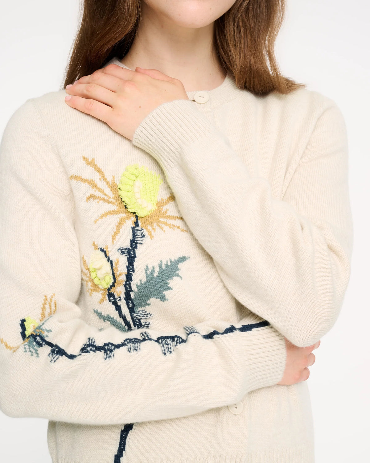 Cardigan mit Blumenbesatz