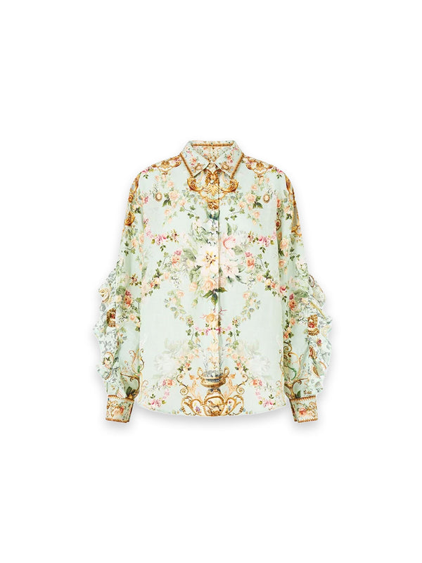 Button Bluse mit Schmuckkragen