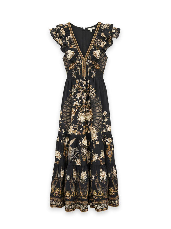 Kleid - Ruffled Maxi Dress Midnight Ornate