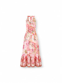 Camilla Leinen-Neckholderkleid Journal De Voyage in Rosa – Rückenansicht