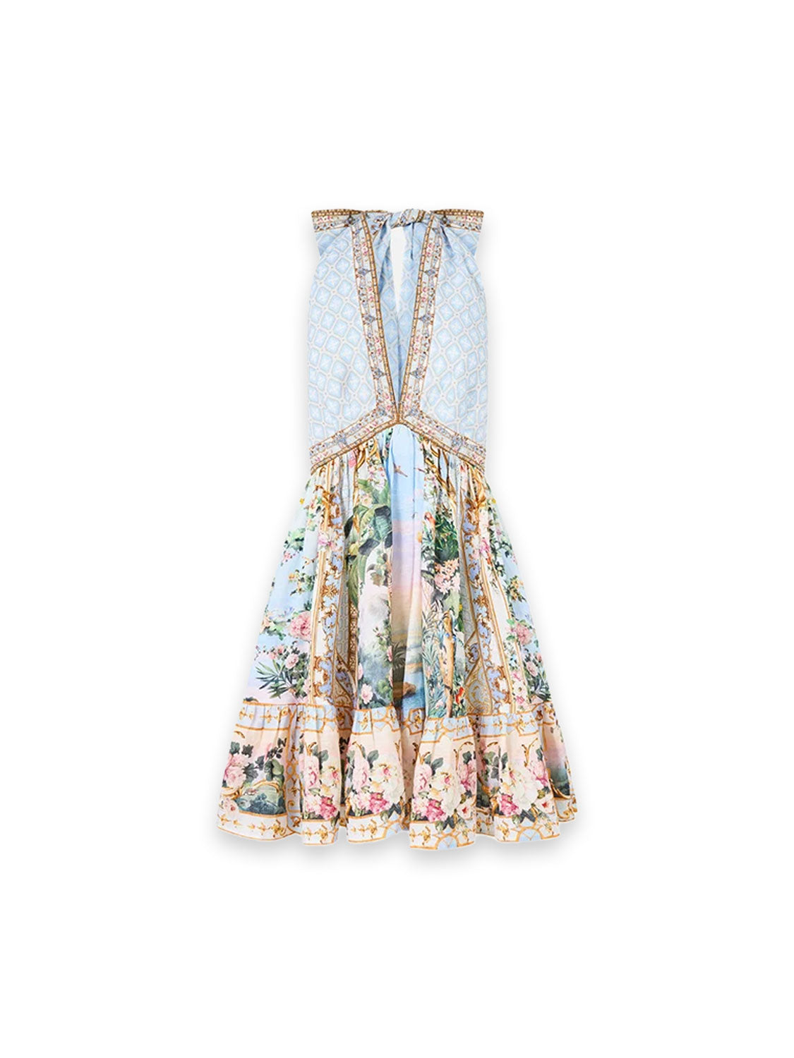 Ruffle Hem Halter Dress