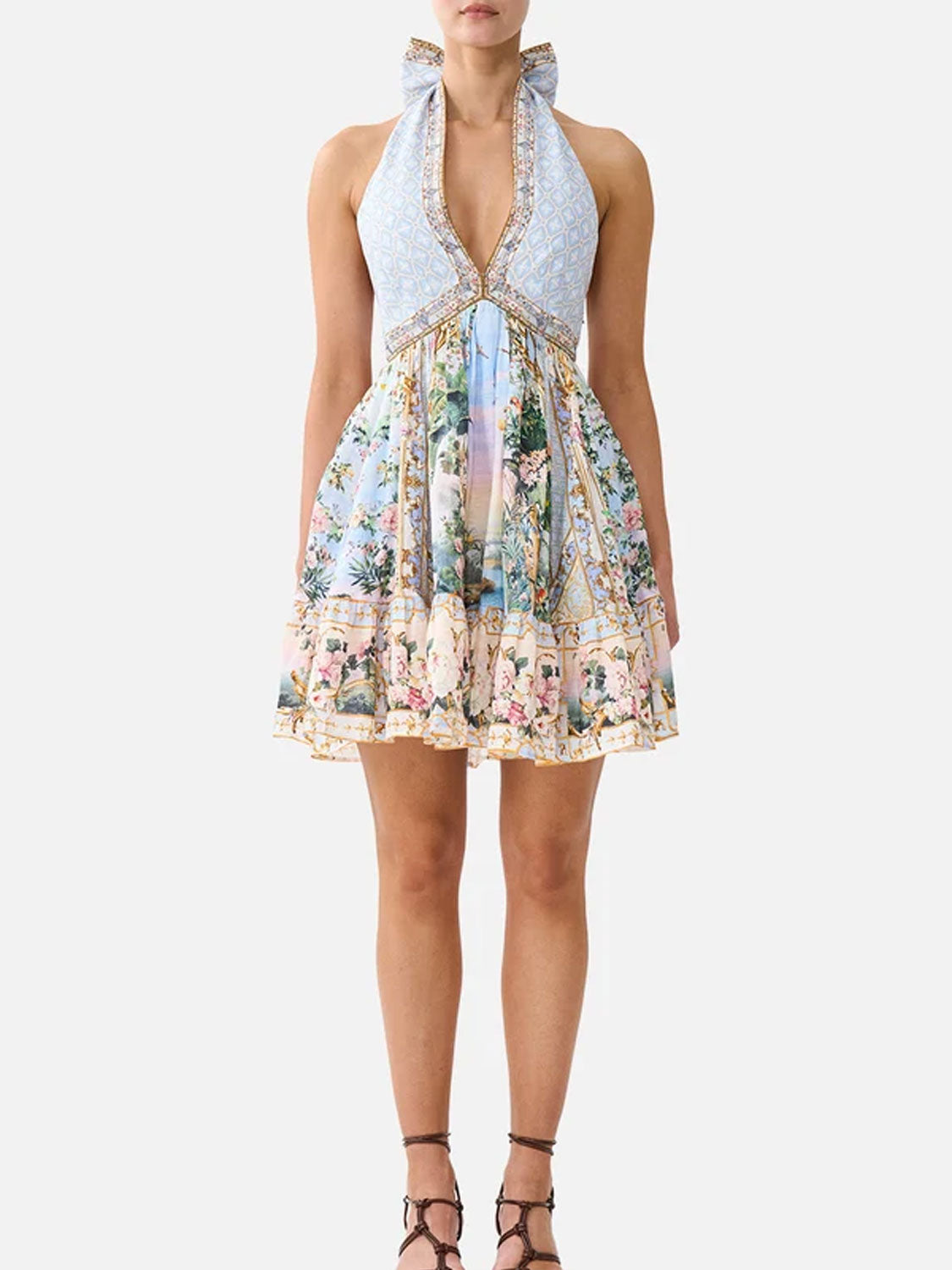 Ruffle Hem Halter Dress