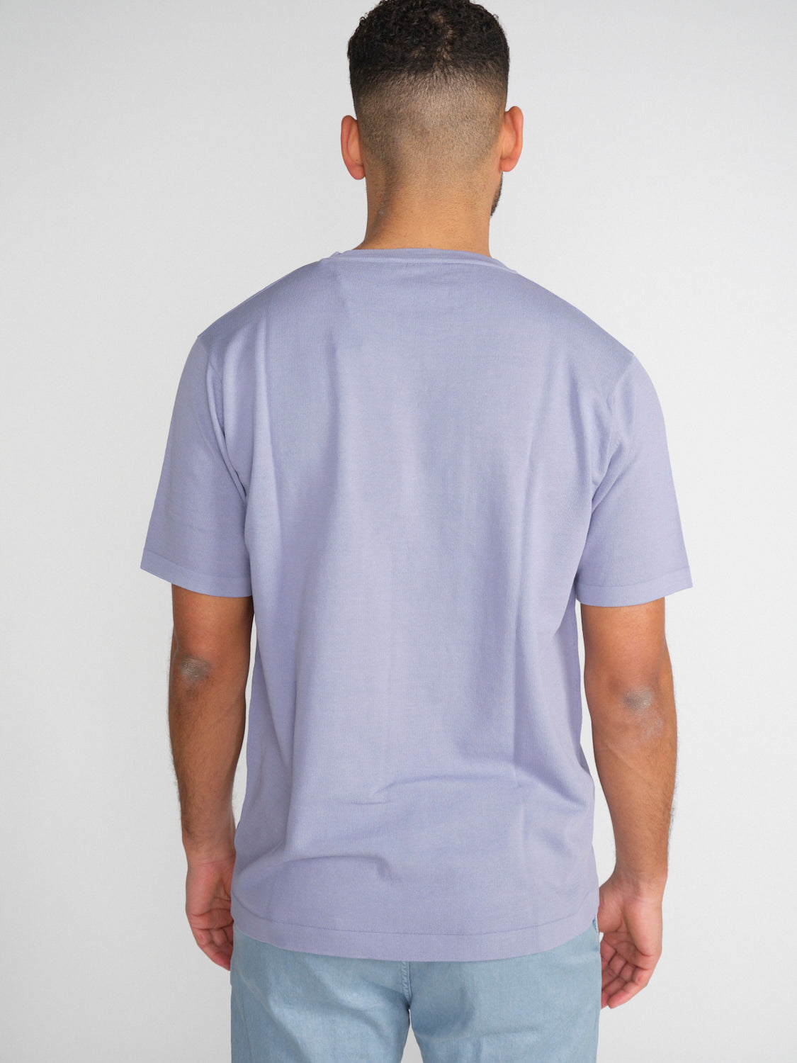 Lockeres Ripp-Strick T-Shirt aus Baumwolle