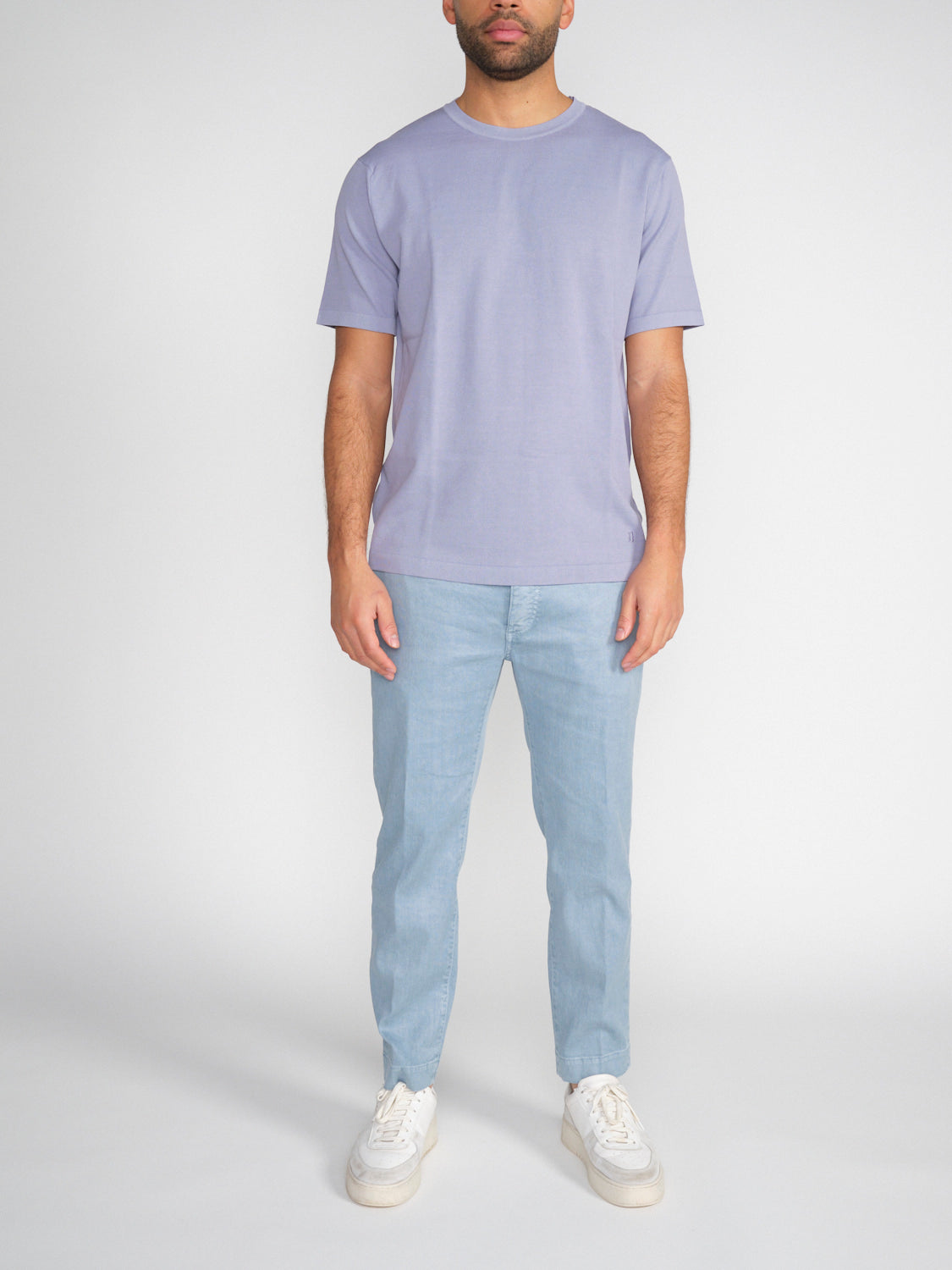 Lockeres Ripp-Strick T-Shirt aus Baumwolle