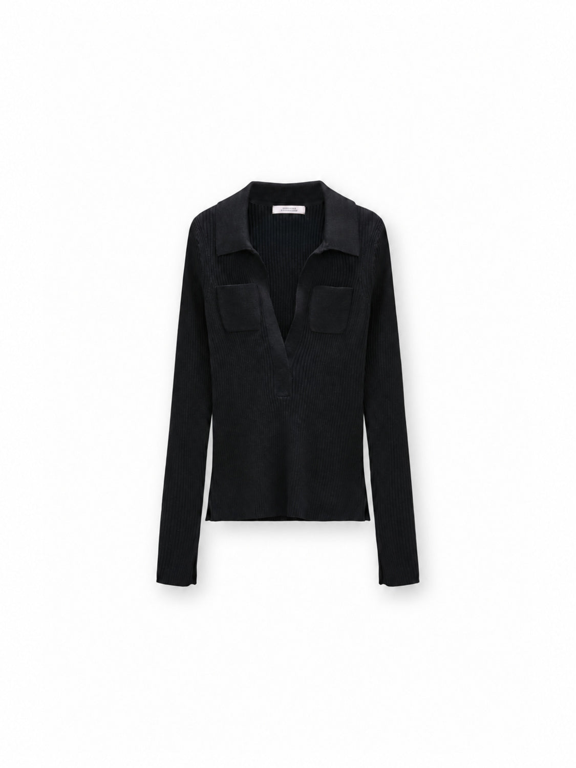Dorothee Schumacher Shimmering Merino Pullover mit Polokragen und Brusttaschen – Vorderansicht