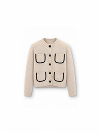 Dorothee Schumacher Fluffy Statements Cardigan in Beige – Freisteller, Vorderansicht