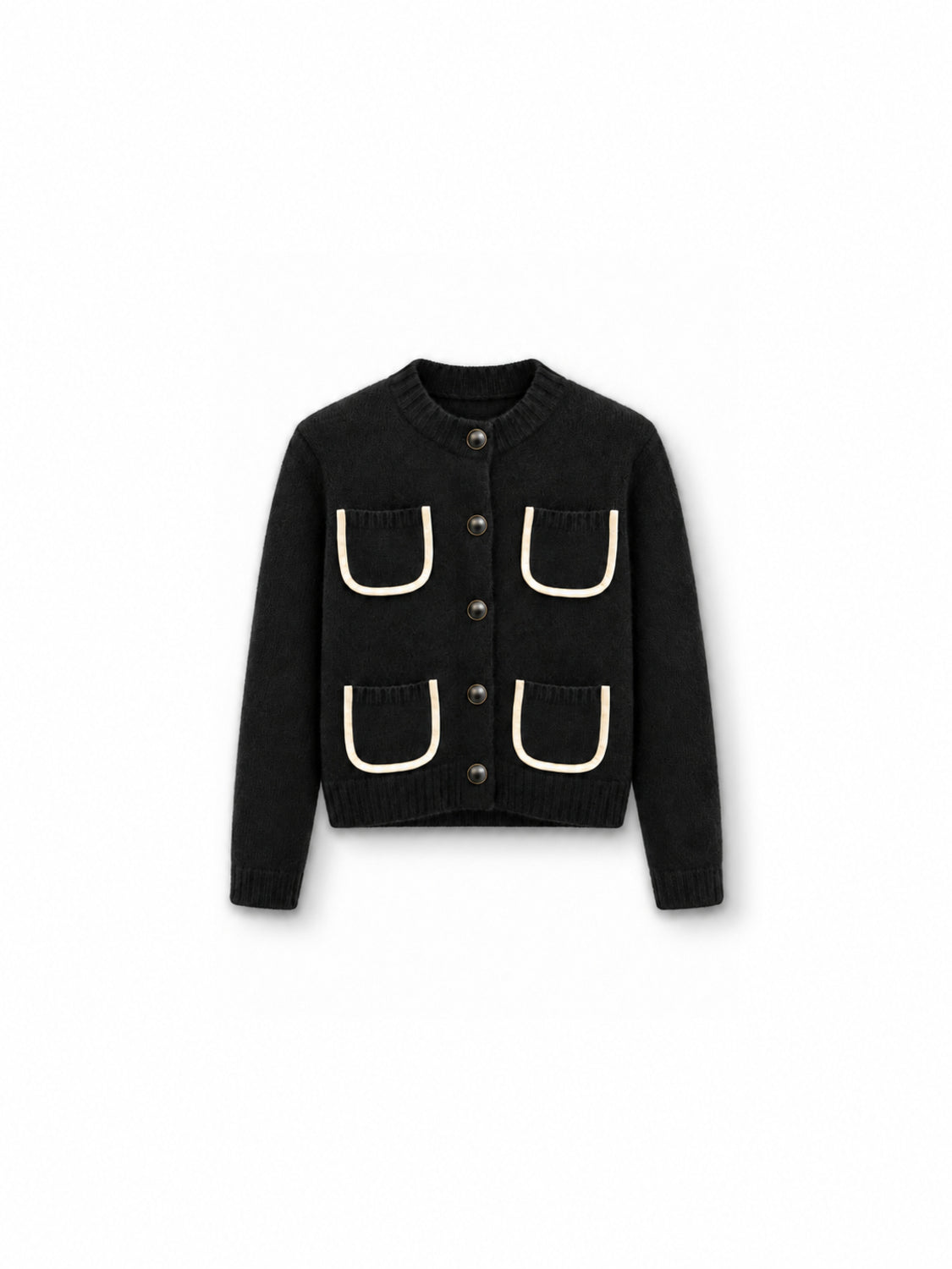 Dorothee Schumacher Fluffy Statements Cardigan in Schwarz – Freisteller, Vorderansicht