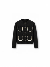 Dorothee Schumacher Fluffy Statements Cardigan in Schwarz – Freisteller, Vorderansicht