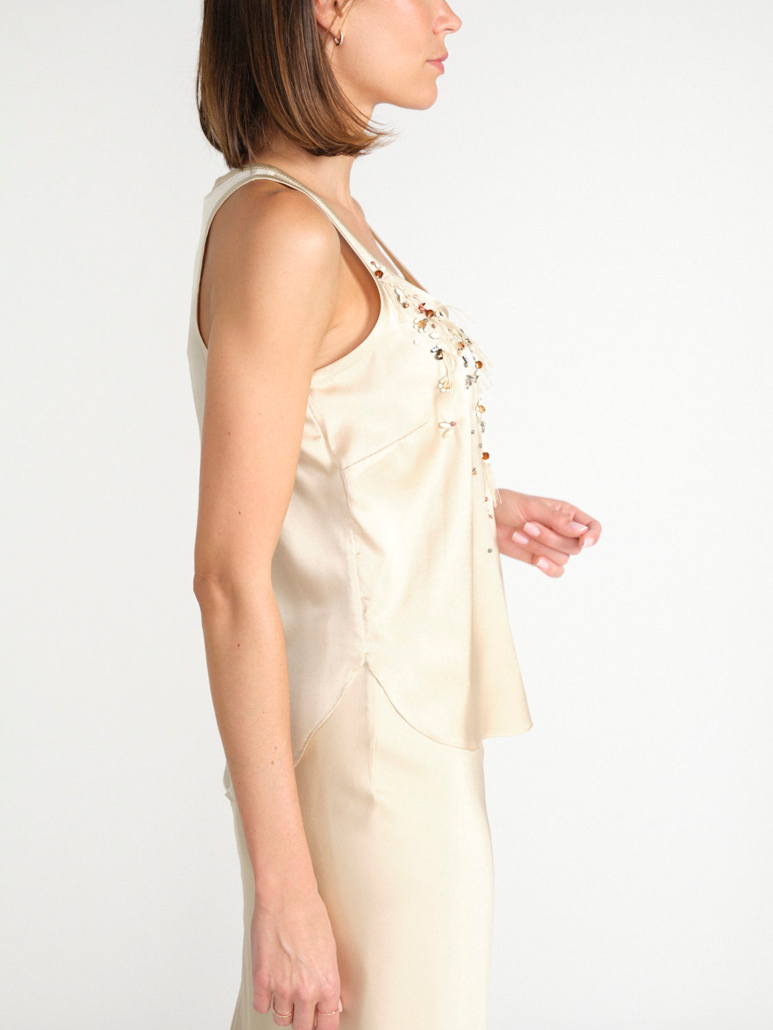 Sprakling Statements – Seiden-Bluse mit taufgestrickten Details