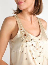 Sprakling Statements – Seiden-Bluse mit taufgestrickten Details