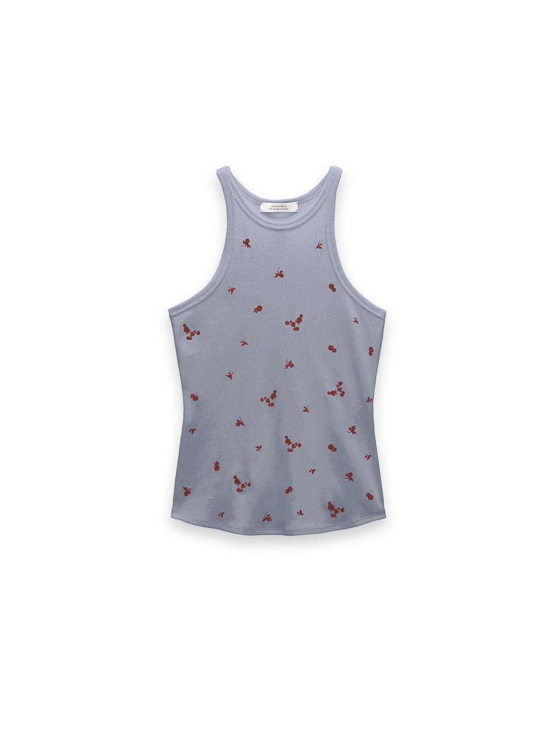 Ribbed Tanktop mit Blumen Stickerei