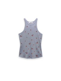 Ribbed Tanktop mit Blumen Stickerei