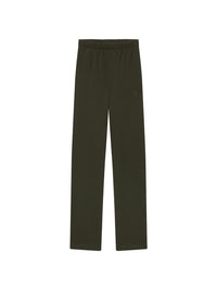 Eterne Straight Leg - Jogginghose mit geradem Bein in Dunkelgrün mit elastischem Bund, flach auf weißem Hintergrund präsentiert.