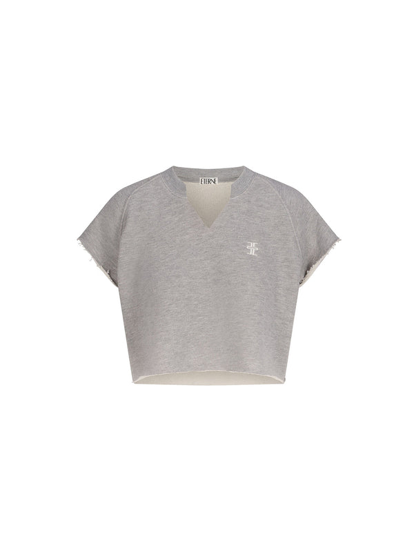 Terry Raglan – Cropped Pullover mit Cutoff-Details