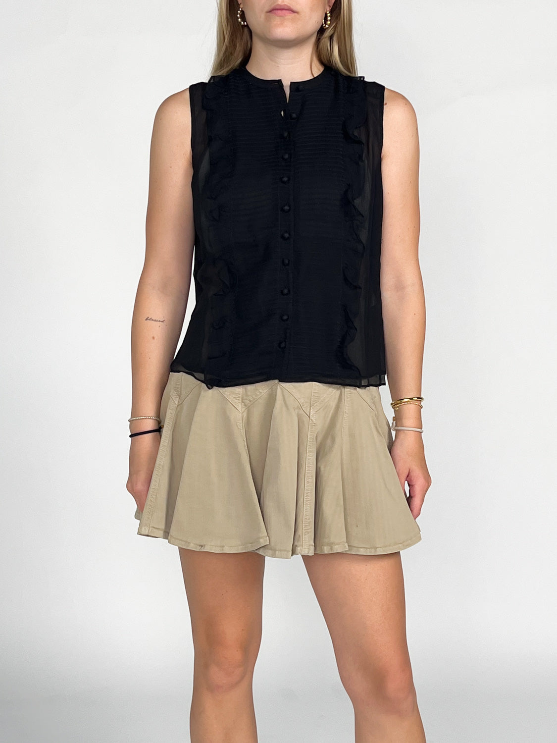 Gerüschte Smoking-Seidenbluse