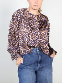 Seiden-Bluse mit Leo-Muster