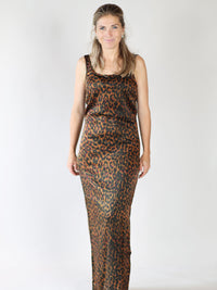 Langes Kleid mit Leo-Print