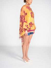 Seidenbluse mit Blumen Design und Layer-Effekten