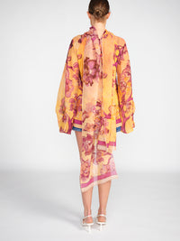 Seidenbluse mit Blumen Design und Layer-Effekten