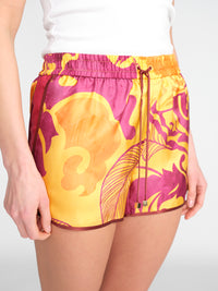Shorts aus Seide mit Blumen Design