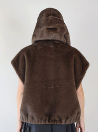 Olena Faux Mink – wendbare Weste in Fell- und Lederoptik 