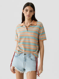 Feinstrick-Poloshirt mit Streifen