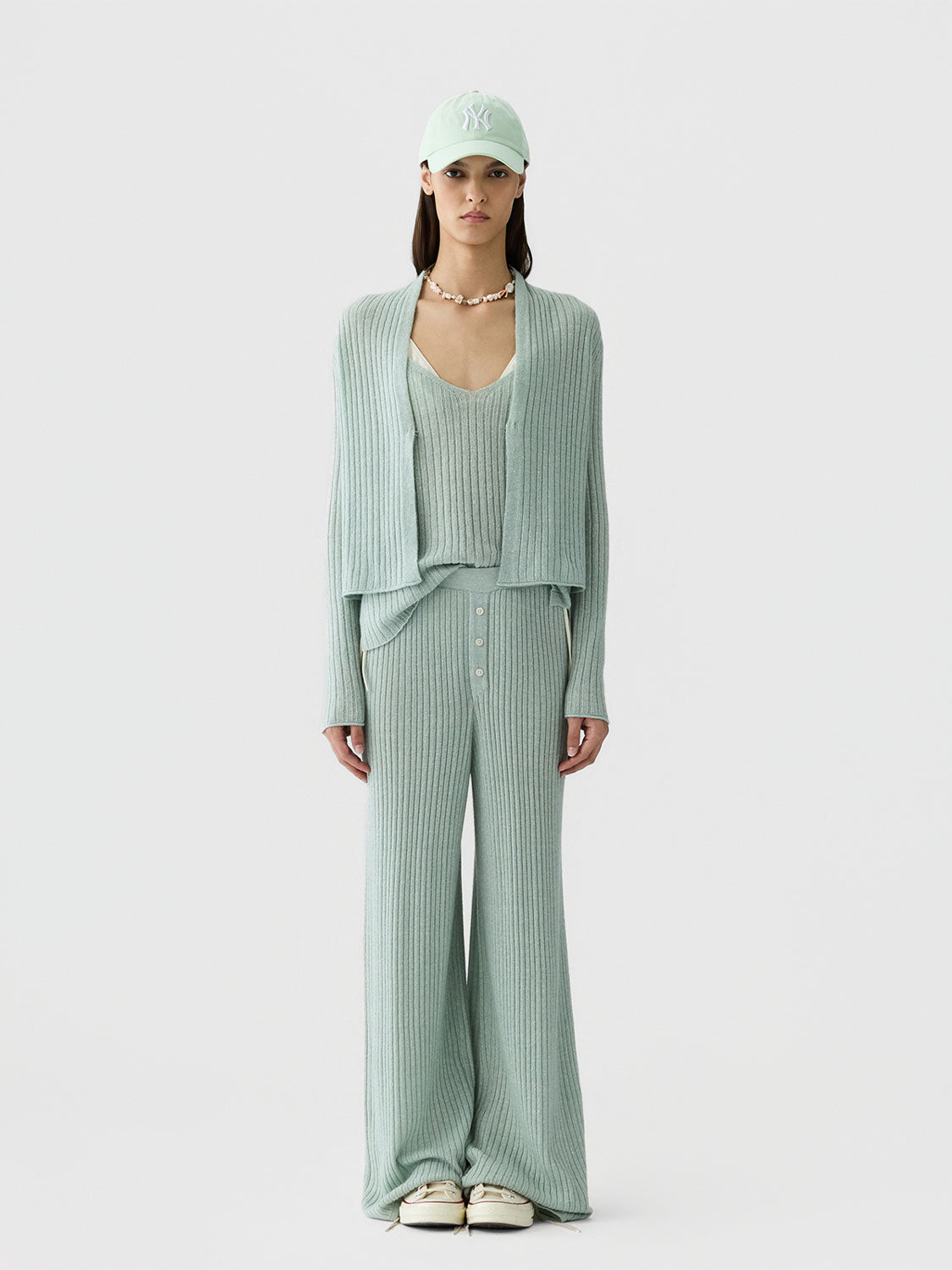 Rib Hose mit weiter Silhouette