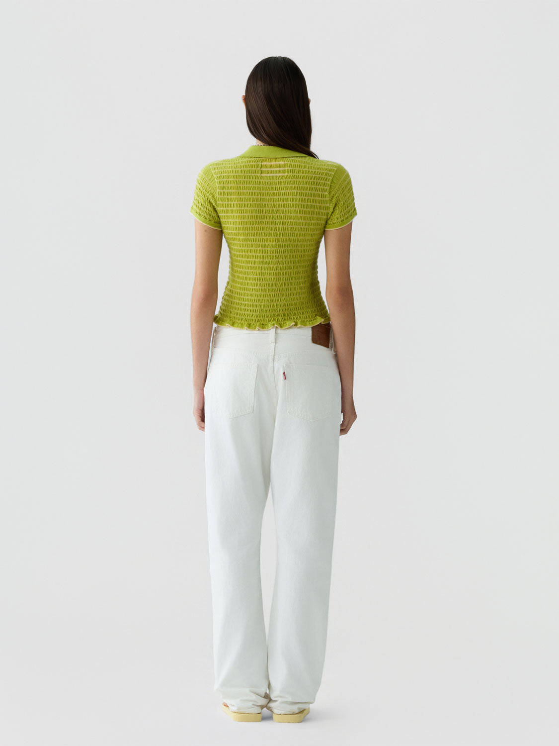 Smocked Polo T-Shirt mit Kragen