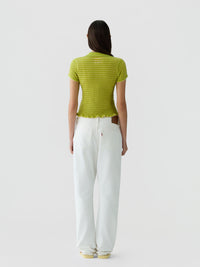 Smocked Polo T-Shirt mit Kragen