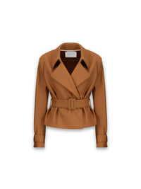 Cropped Belted -  Verkürzter Trenchcoat aus Kaschmirmischung