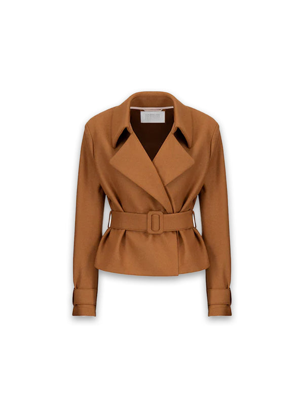 Cropped Belted -  Verkürzter Trenchcoat aus Kaschmirmischung