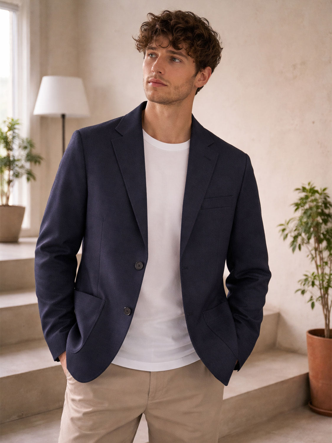 Klassischer Zweiknopf Blazer in strukturierter Qualität