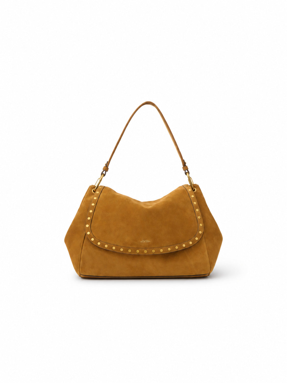 Isabel Marant Chany XL Schultertasche aus Veloursleder mit Nieten – Vorderansicht