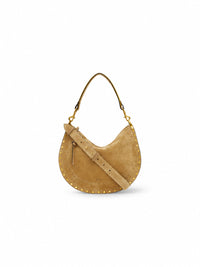 Isabel Marant Oskan Soft Zip Veloursledertasche mit Nieten – Vorderansicht