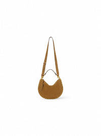 Isabel Marant Oskan Soft Zip Veloursledertasche mit Nieten – Ansicht mit Schulterriemen